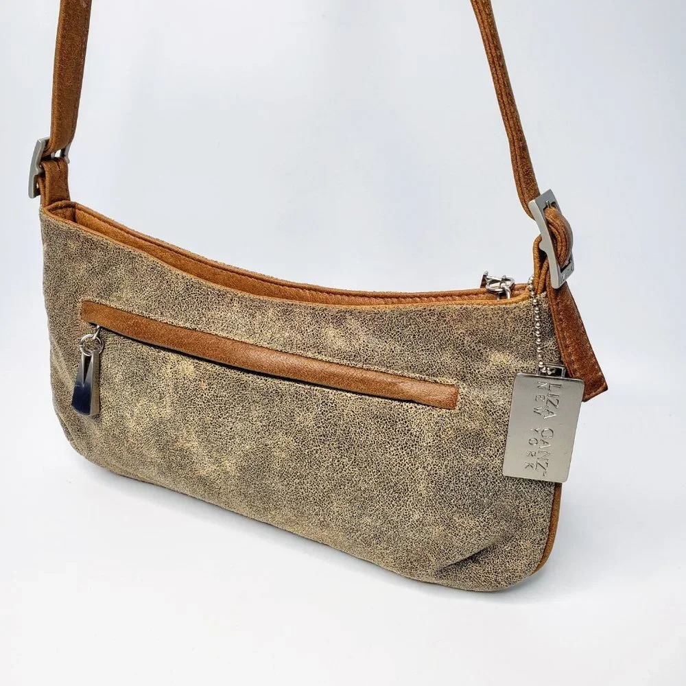 Liza‎ Ganz Distressed Vegan Leather Small Shoulder Purse